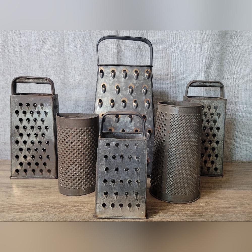 Vintage Metal Grater Set Candle Holder Decor